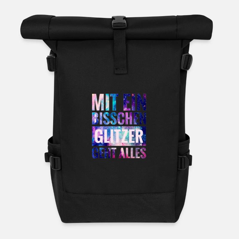 Mit ein Bisschen Glitzer geht alles - Rolltop Rucksack - Schwarz