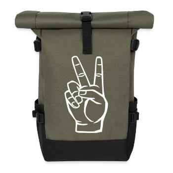 Symbole de la paix - Signe de la victoire - Sac à dos roll top - olive/noir - Devant