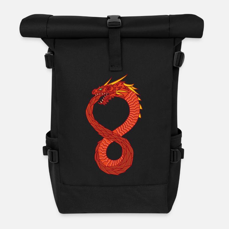 Unendlicher Drache - Rolltop Rucksack - Schwarz