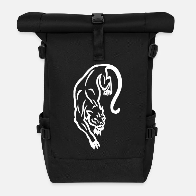 Silhouette de panthère blanche - Sac à dos roll top - noir
