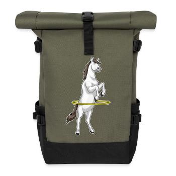 Gymnastique d’entraînement par cerceau pour chevaux - Sac à dos roll top - olive/noir - Devant