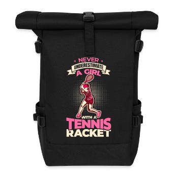 Unterschätze nie ein Tennis Mädchen - Rolltop Rucksack - Schwarz - Vorne