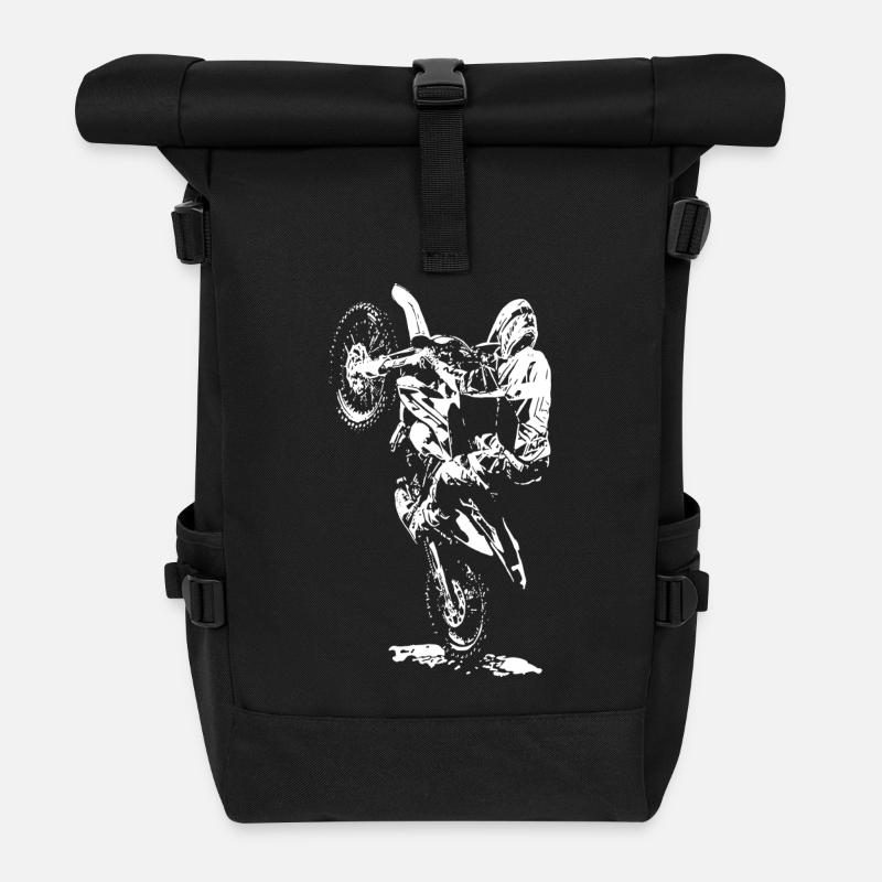 Motocross Rennen - Rolltop Rucksack - Schwarz