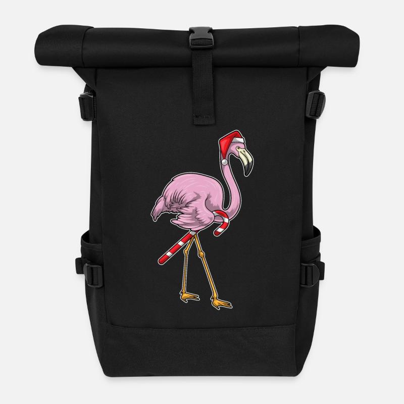 Flamingo Weihnachten Zuckerstange - Rolltop Rucksack - Schwarz