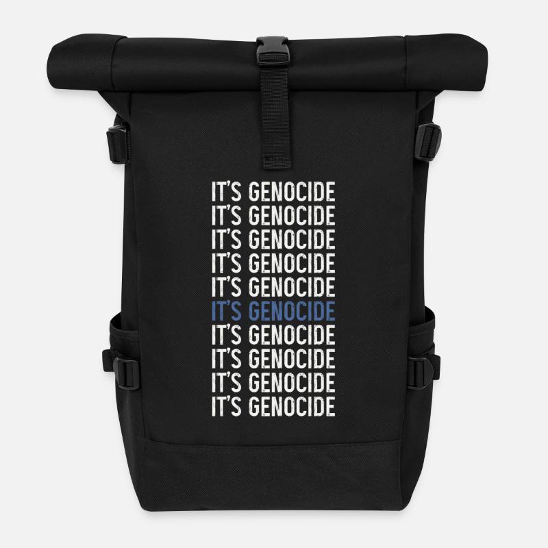 Phrase typographique Génocide répété - Sac à dos roll top - noir