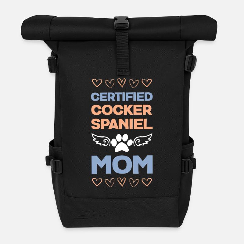 Certified Cocker Spaniel Mama - Roll Top Backpack - black