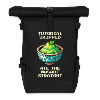 Tutorial übersprungen | Wasabi pur gegessen - Rolltop Rucksack - Schwarz - Vorne