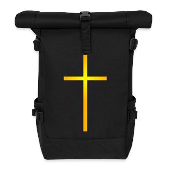 Goldenes Kreuz - Rolltop Rucksack - Schwarz - Vorne