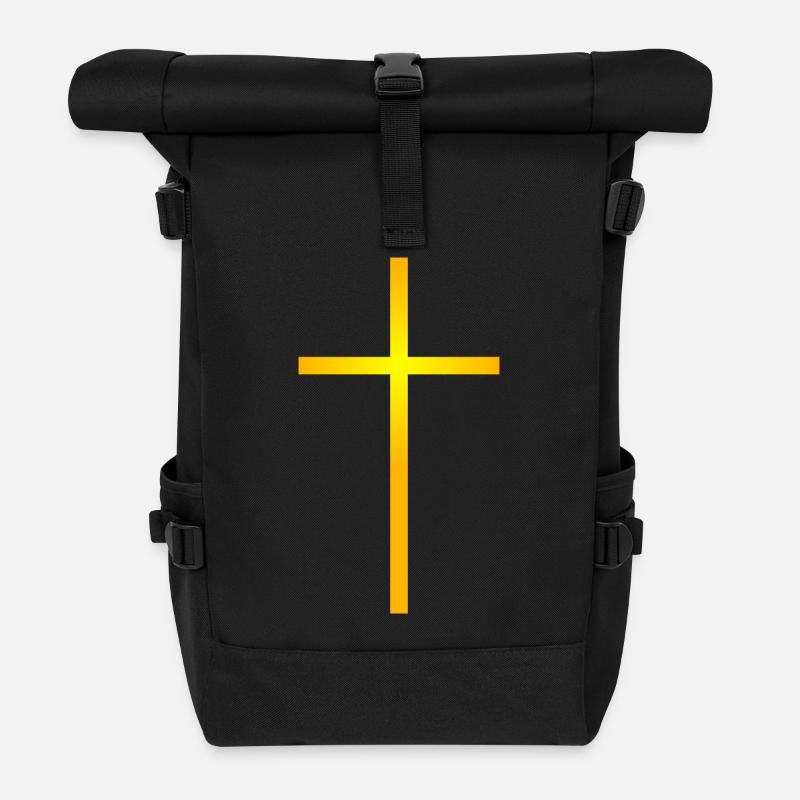 Goldenes Kreuz - Rolltop Rucksack - Schwarz
