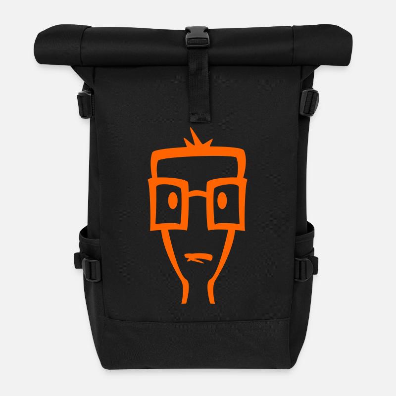Boy mit Brille - Rolltop Rucksack - Schwarz