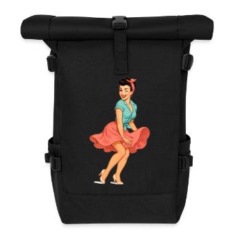 Vintage Rockabella Pin-up Girl – Retro 50s Art - Rolltop Rucksack - Schwarz - Vorne