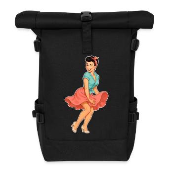 Vintage Rockabella Pin-up Girl – Retro 50s Art - Rolltop Rucksack - Schwarz - Vorne