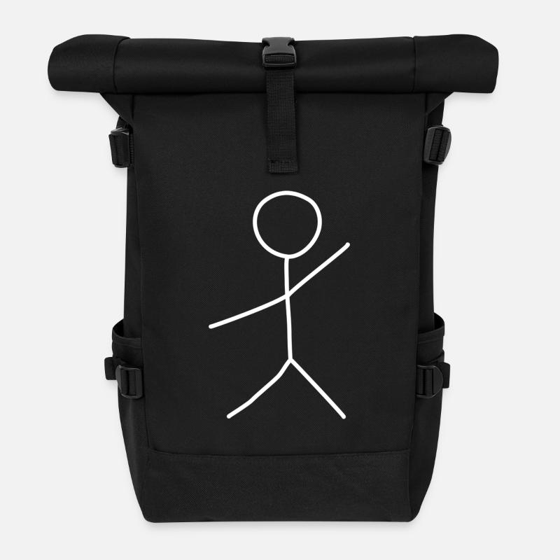 Darstellung eines begrüßenden Mannes - Rolltop Rucksack - Schwarz