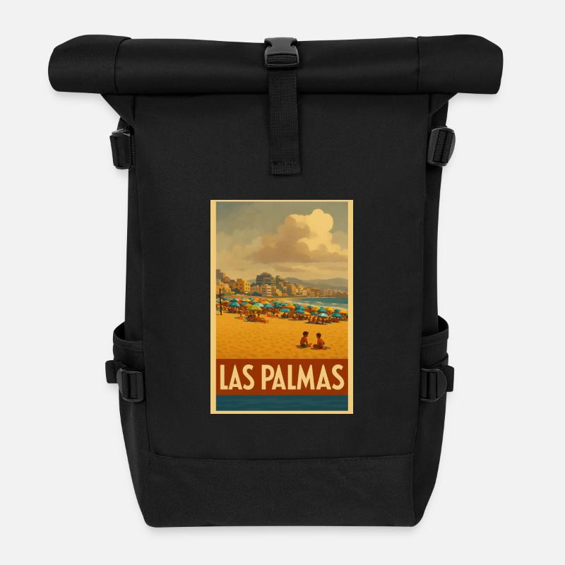 Strand von Las Palmas de Gran Canaria  - Rolltop Rucksack - Schwarz