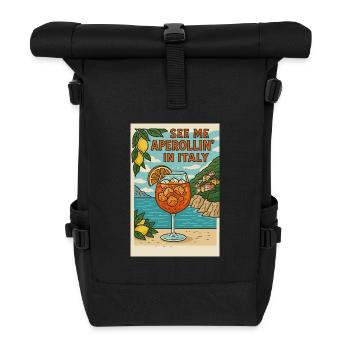 Italienischer Spritz Cartoon Design - Rolltop Rucksack - Schwarz - Vorne