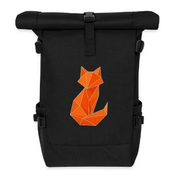 Geometrischer Fuchs - Stilvolles Origami-Design - Rolltop Rucksack - Schwarz - Vorne