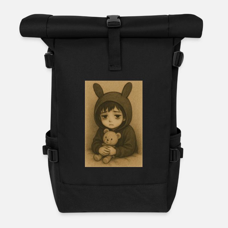 "Riku" - Rolltop Rucksack - Schwarz