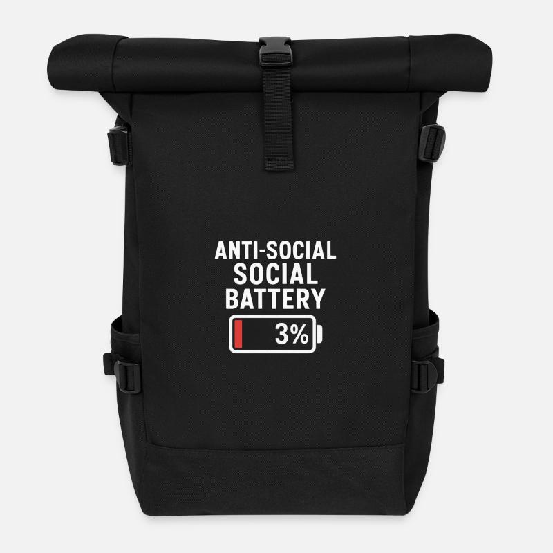 Asoziale Batterie - Rolltop Rucksack - Schwarz