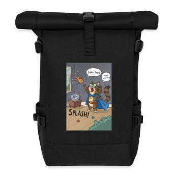 Superhero Cat Splash — Regretful Goldfish Saga - Roll Top Backpack - black - Front