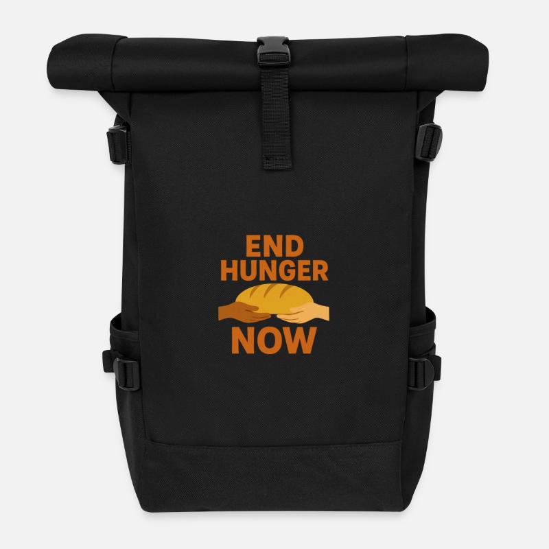 Beende jetzt den Hunger Brot-Symbol - Rolltop Rucksack - Schwarz
