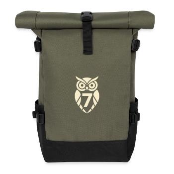 Hibou minimaliste avec design numéro sept - Sac à dos roll top - olive/noir - Devant