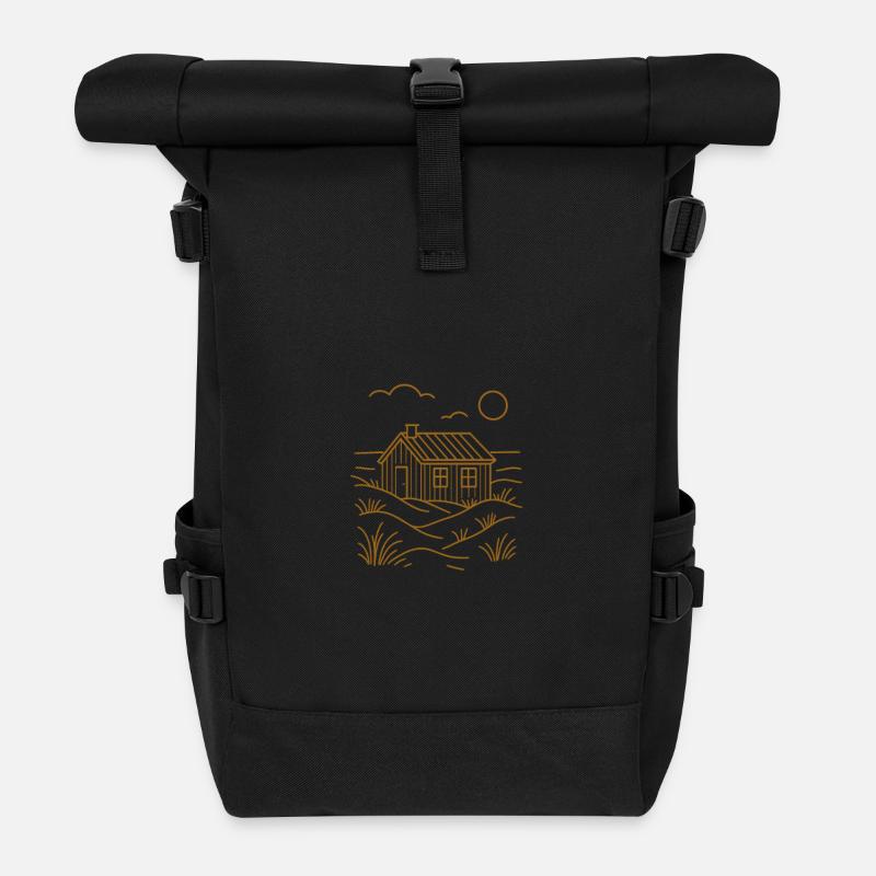 Ferienhaus - Rolltop Rucksack - Schwarz