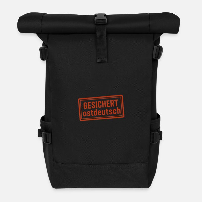 Gesichert ostdeutsch - Rolltop Rucksack - Schwarz