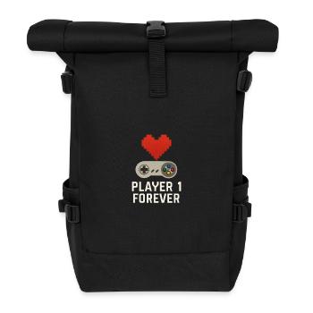Conception de cœur de jeu rétro - Sac à dos roll top - noir - Devant
