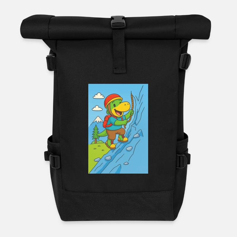 kleiner Dino klettert - Rolltop Rucksack - Schwarz