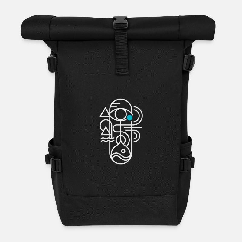 Abstrakte Wasser- und Naturfusion - Rolltop Rucksack - Schwarz