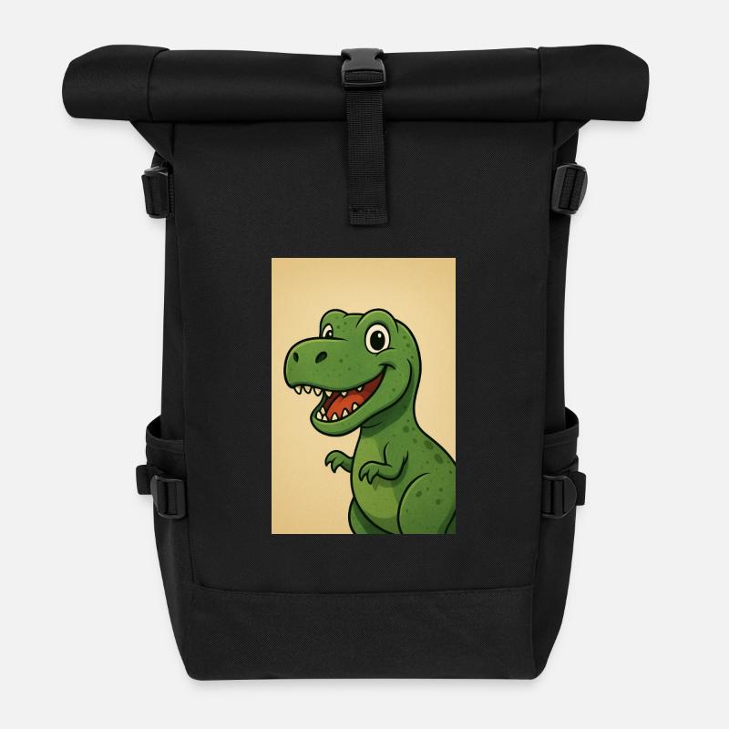 Conception ludique de caricature de dinosaure - Sac à dos roll top - noir