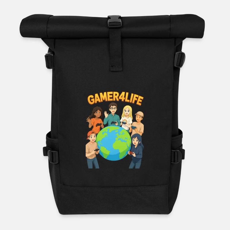 Gamer4Life Global Friendship - Roll Top Backpack - black