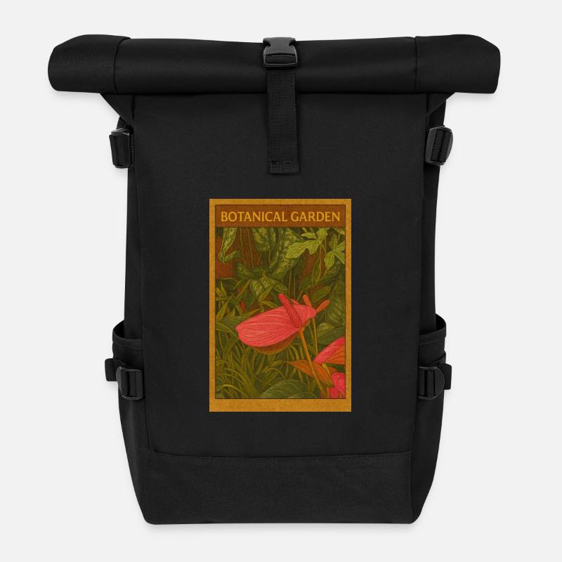 Botanischer Garten Insekten Illustration - Rolltop Rucksack - Schwarz