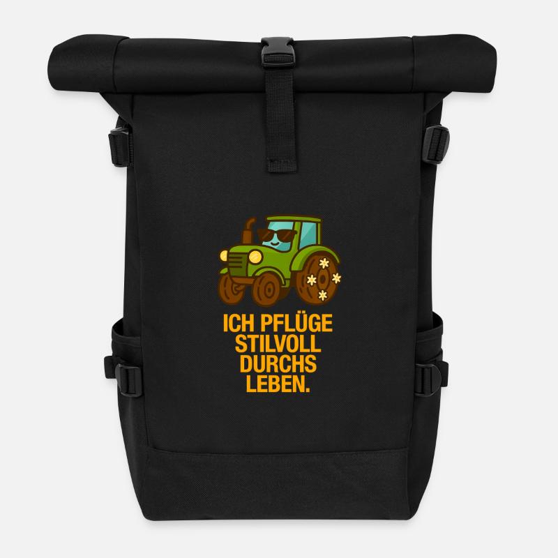 ich_Pluge_stilvoll_durchs_Leben - Roll Top Backpack - black