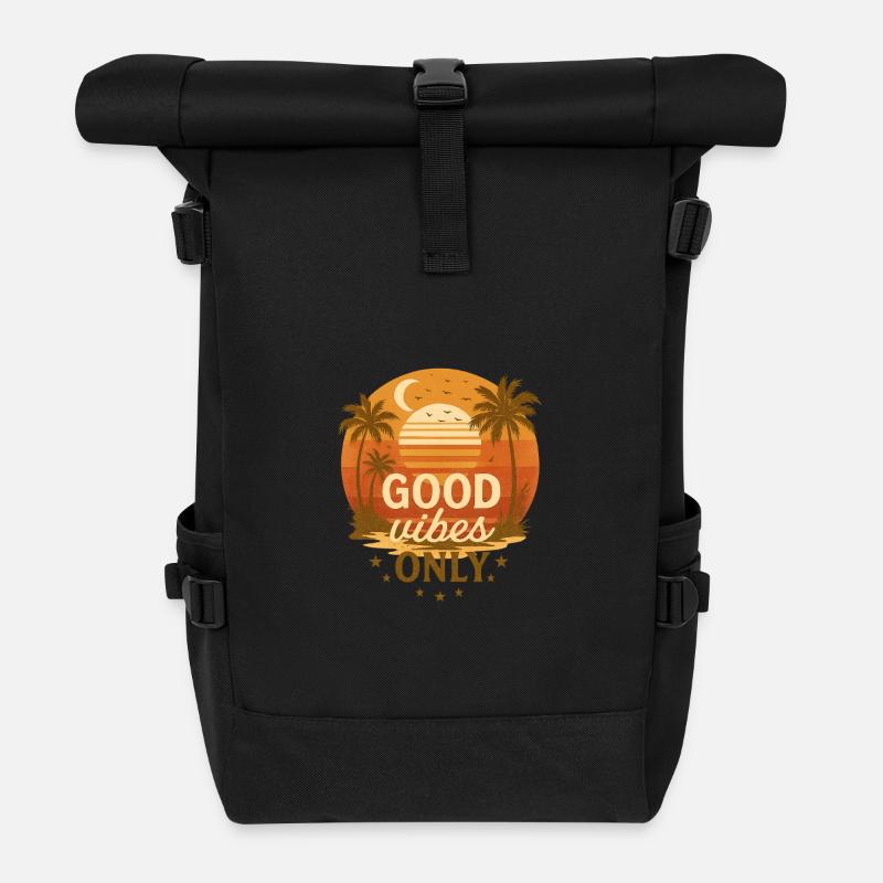 Positive mind positive vibes positive life - Roll Top Backpack - black