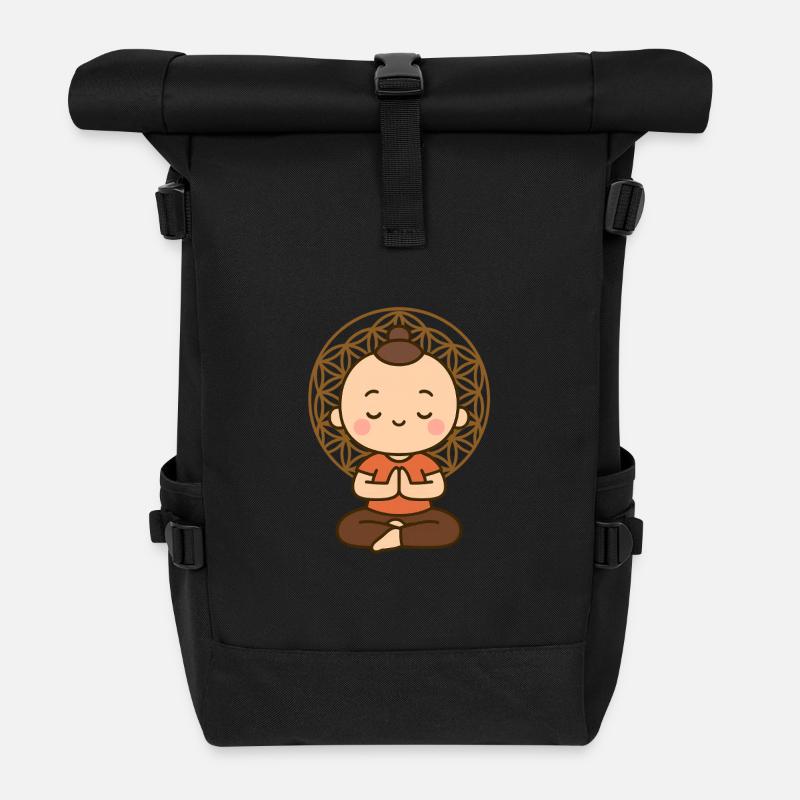 Méditation devant la Fleur de Vie - Sac à dos roll top - noir