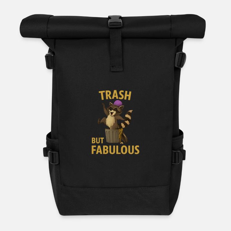 Trash Panda Fabulous – Funny Design - Roll Top Backpack - black