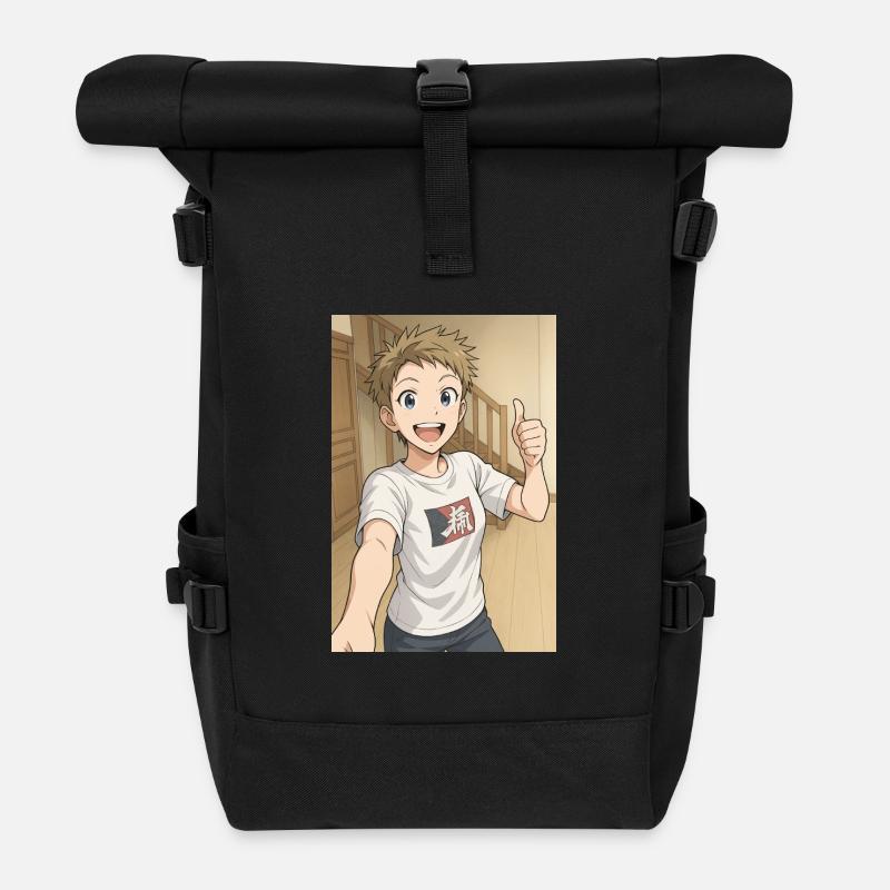 Hero Manga Smile - Roll Top Backpack - black