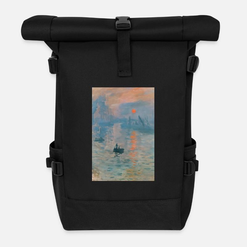 Impressionistisches Seestück Sonnenuntergang - Rolltop Rucksack - Schwarz