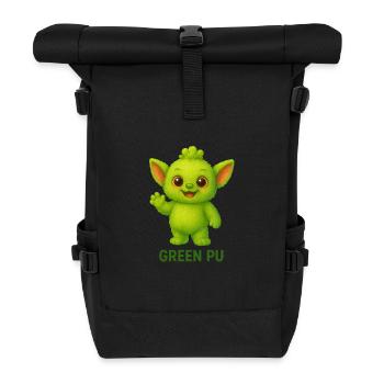 Mascotte de créature Pu verte - Sac à dos roll top - noir - Devant