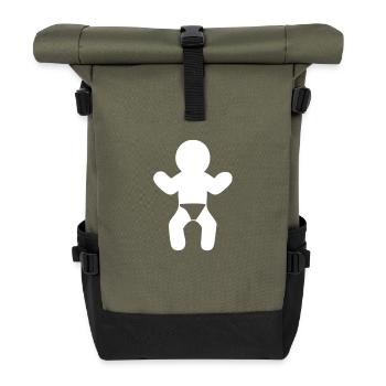 Baby silhouette in diaper - Roll Top Backpack - olive/black - Front