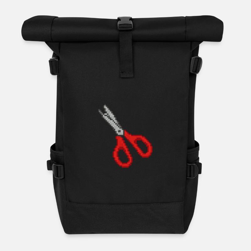 Schere Retro Rot - Rolltop Rucksack - Schwarz