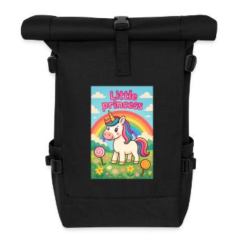 Einhorn Kleine Regenbogenprinzessin - Rolltop Rucksack - Schwarz - Vorne