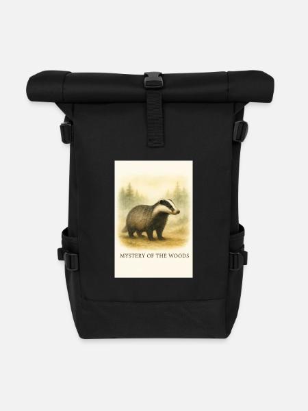 Mystery of the Forest Badger - Roll Top Backpack - black