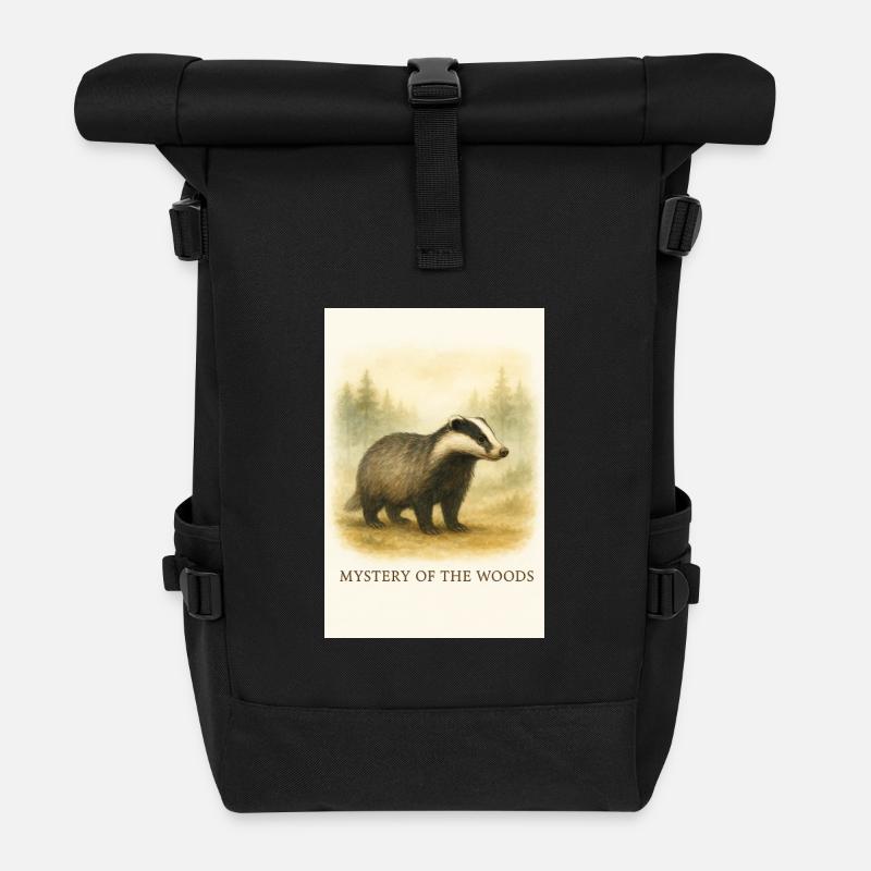 Mystery of the Forest Badger - Roll Top Backpack - black