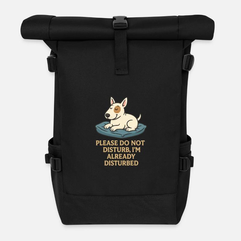 Please Do Not Disturb Dog Nap Tee - Roll Top Backpack - black