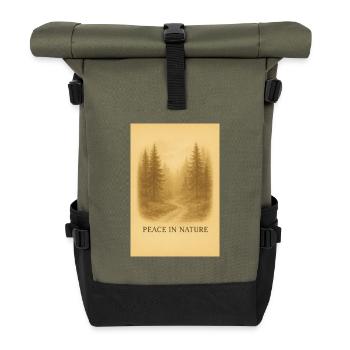 Ruhe im Waldweg - Rolltop Rucksack - Olive/Schwarz - Vorne