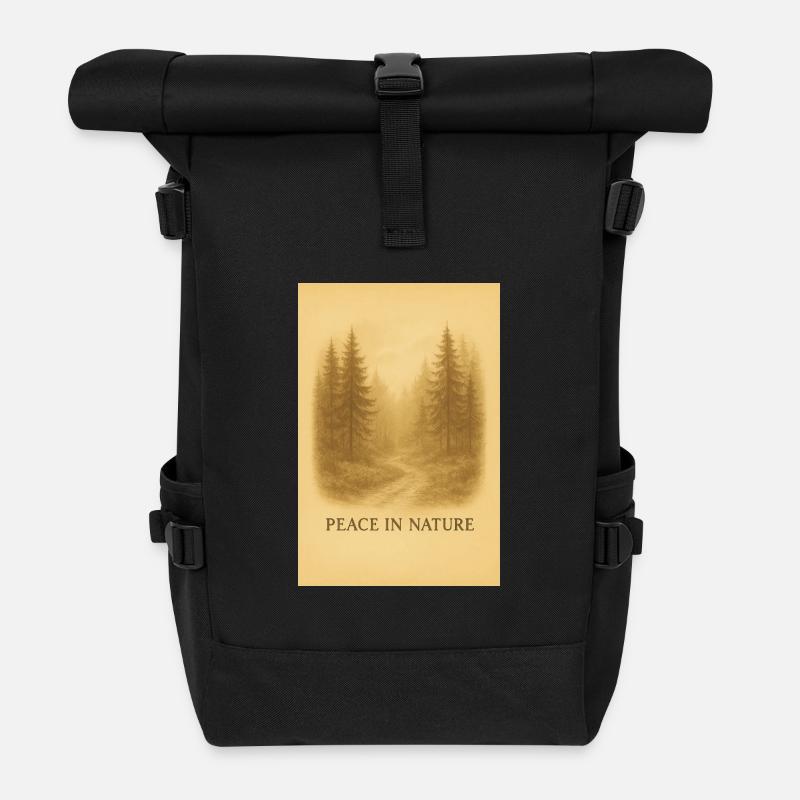 Calmness in the Forest Path - Roll Top Backpack - black