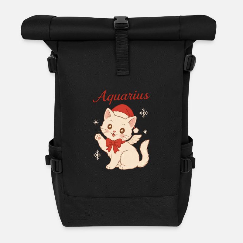 Aquarius Winterkatze - Rolltop Rucksack - Schwarz