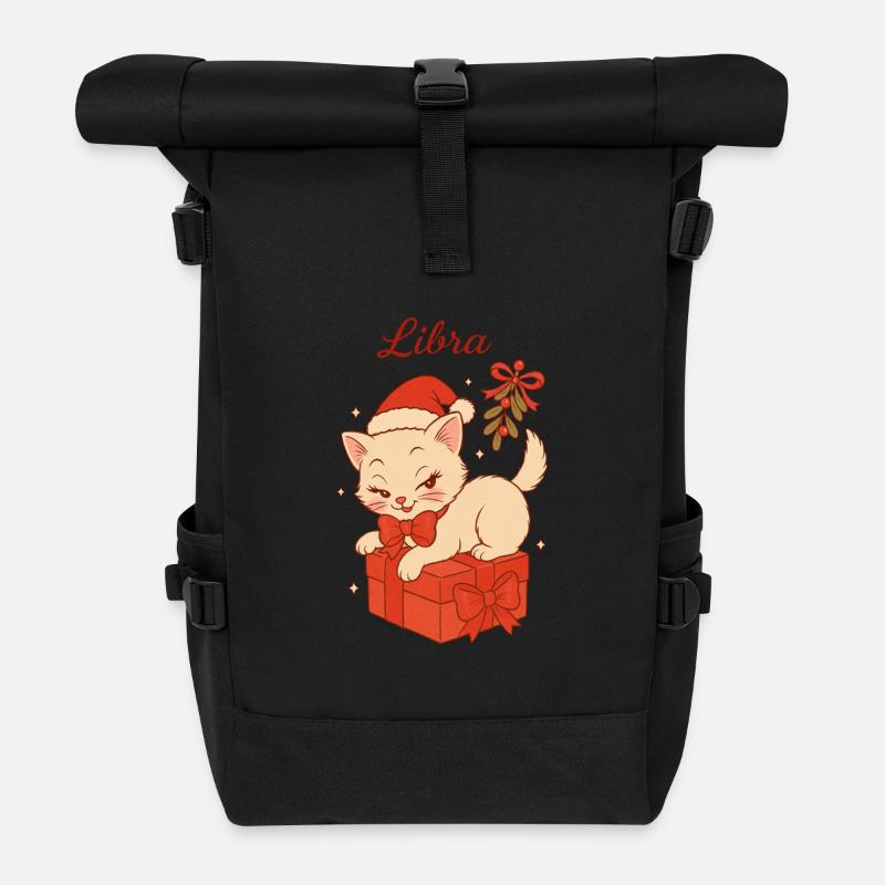 Libra Weihnachtskätzchen Geschenk - Rolltop Rucksack - Schwarz